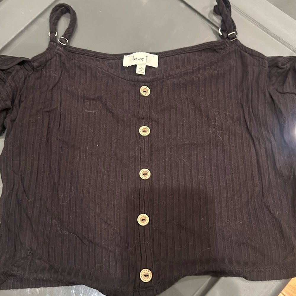 Off the shoulder tie crop top
